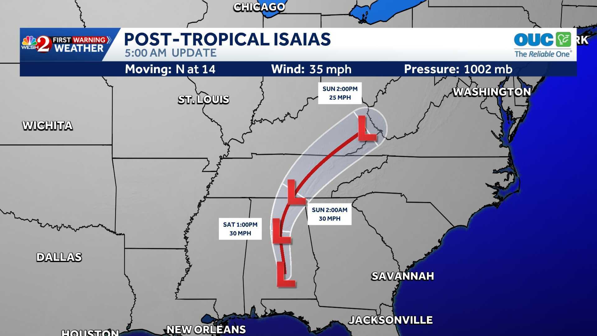 Post-tropical cyclone Isaias: Maps, spaghetti models — WESH 2 Orlando, Altamonte Springs Community news