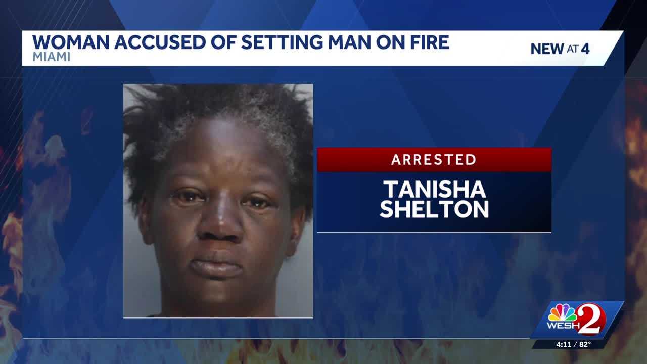 Florida woman accused of setting man on fire after asking someone to borrow lighter — WESH 2 Orlando, Altamonte Springs Community news