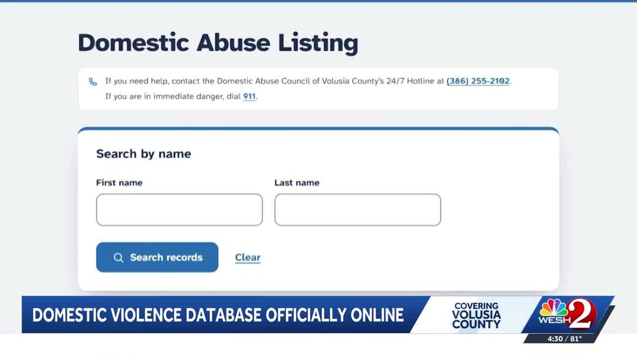Volusia County launches Florida’s first public domestic abuse database — WESH 2 Orlando, Altamonte Springs Community news
